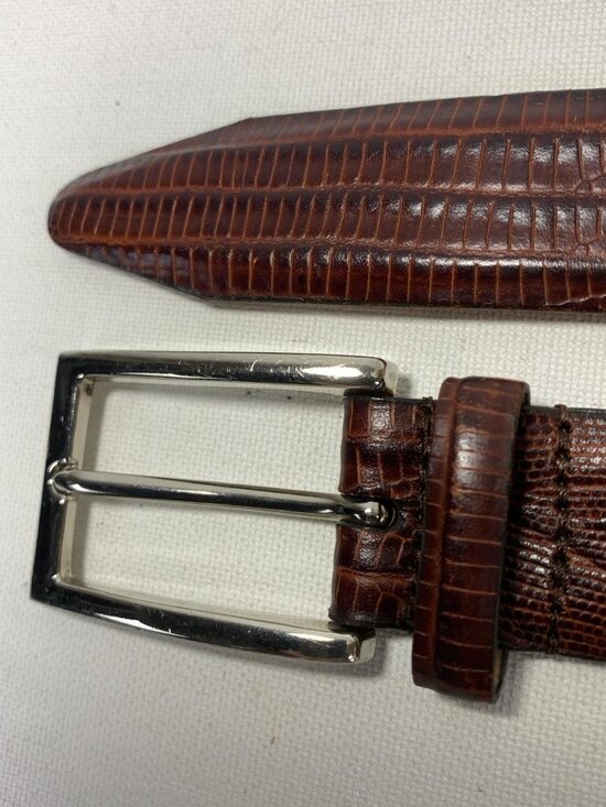 Martin Dingman Brown Leather Belt with Silver Buckle - Size 34/85